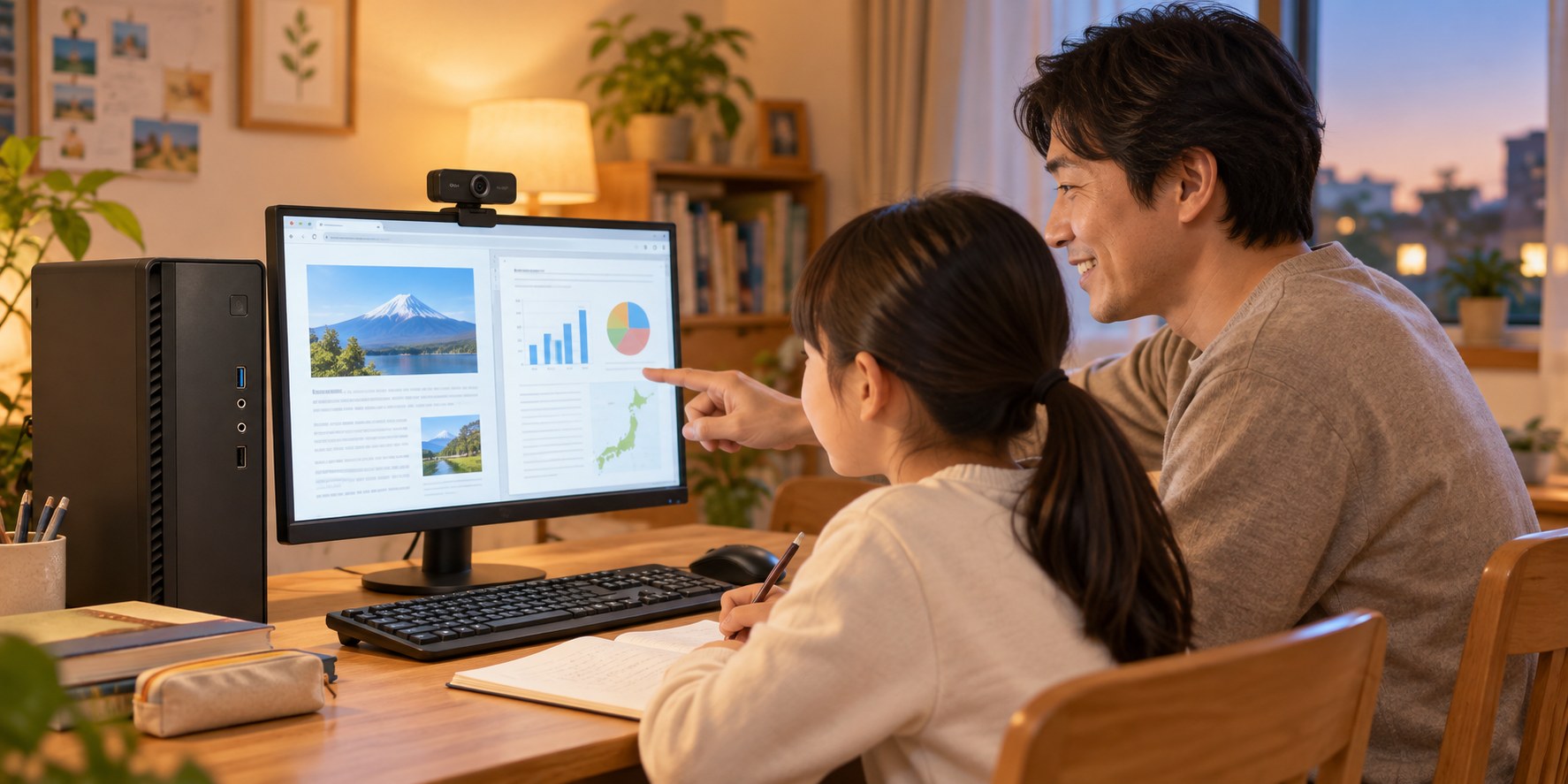 学びも調べものも、家族の机で